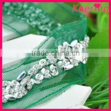 rhinestone fashion lace fabric cheap lace WTP-1279
