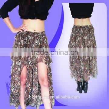 Leopard Print Dance Expansion Maxi chiffon Skirt