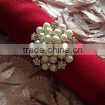 Silver Luxury Pearl & Rhinestone Napkin Ring For Wedding Candlelight Dinner photo-5