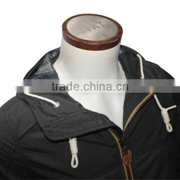 Zipper Through Nylon Short Plain Flight Men Bomber Hood Jacket