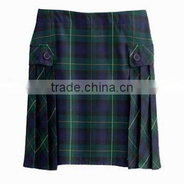 Trendy Style 100% Cotton Sides Pleated School Skirt for Teenager Girls photo-2