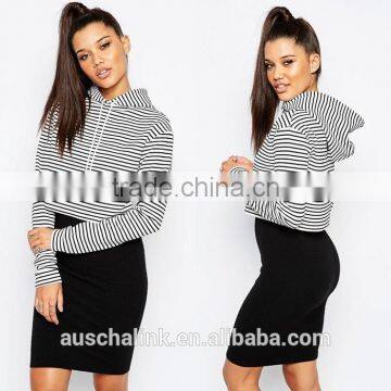 New Style Lady Bulk Stripe Cropped Sweatshirts Two Colors photo-5