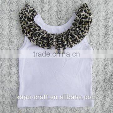 Boutique Baby Girl White Cotton Tank Top Manufacturer With Satin Ruffle photo-2