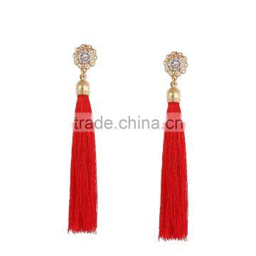 Bohemian Jewelry Zircon Gems With Long Colorful Tassel Charms Earrings for Women photo-5
