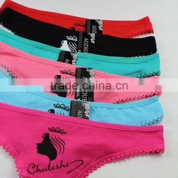 Stock Women Underwear Decorative Border Head Printing Bragas Thongs String Wholesale Cotton Women's Sey Panties Sey Underwear Br photo-4