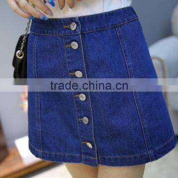 2016 Sexy women wasted denim mini dark blue skirt design women slim denim skirt