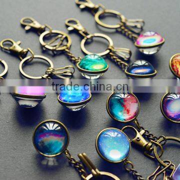 Creative crystal ball keychains,star sky cabochon key ring,women gift design key holder