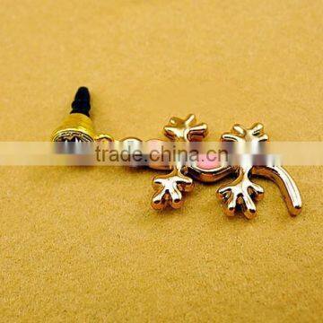Cute Gecko Mobile Phone Accessories Jewelry Fashion Metal Gold Phone Dust Plug in Bulk photo-3