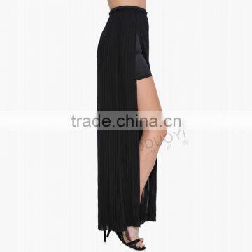 MGOO High Fashion Two Layers Women Chiffon Maxi Skirts Black Pink Women Pleated Skirts Sexy Split 15146A071 photo-5