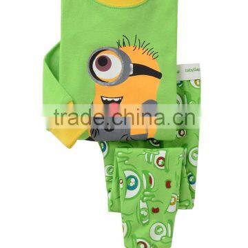 boys fashion yellow minion pyjamas suits kids long sleeve Minion Sleepwears children's nightgown