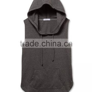 2016 Ladies Grey Plain Black Oversized Sleeveless Pullover Hoodies With Hood photo-5