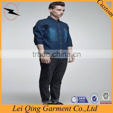 Fashion Long Sleeve Man Denim Shirt 2015 photo-2