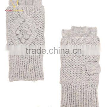 Cable Light Color Ladies Hand 100 Cashmere Gloves for Winter