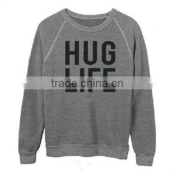 Wolesale Grey Comfortable Printed Raglan Sleeve Sweatshirt for Ladies