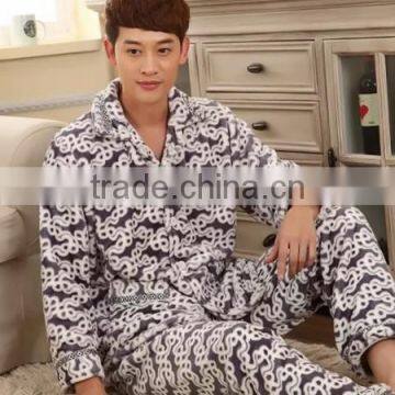 2015 Wholesale Mink Cashmere Men Winter Pajama Set