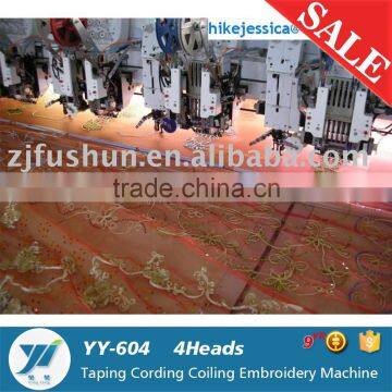 YY-604 Cording Coiling Taping and double sequins Mixed computerized Embroidery Machine