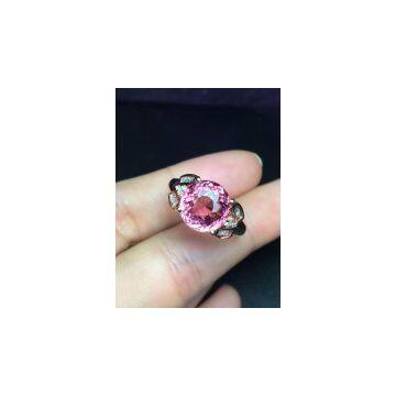 Neffly hot nature tourmaline 18k gold diamond ring