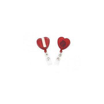 Adjustable Red Heart shape ABS Retractable ID Badge Reels holder for office 30224