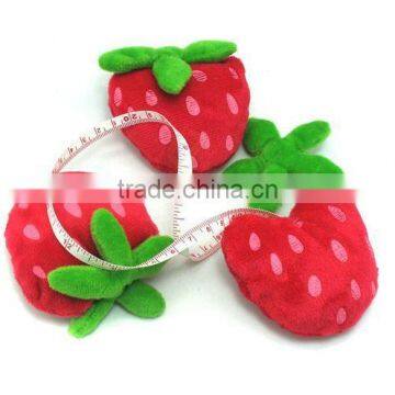 New design plush fruit strawberry shaped measuring tape