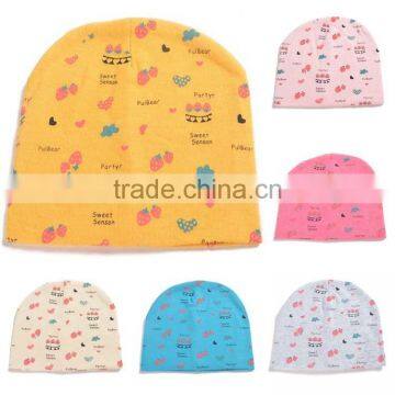 spring&summer korea style 100%cotton cute boys&girls strawberry pattern baby beanie hat