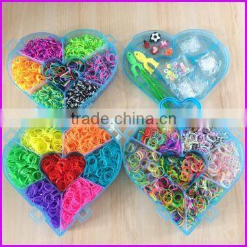 New designed heart shape box kit elastic loom bands 4200/5000 pieces DIY loom bands