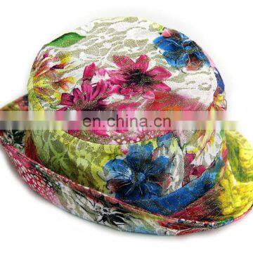 Factory New Fashion Women Girl Flower Floral Bucket Hat Bling Glitter Boonie Cap Pastel Drawing Soft Material photo-3