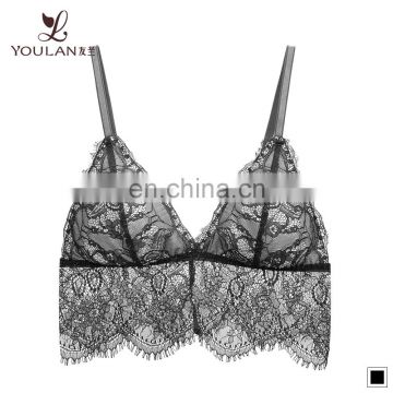 Women Transparent Black Sexy Lace Camisole Bralette Bra