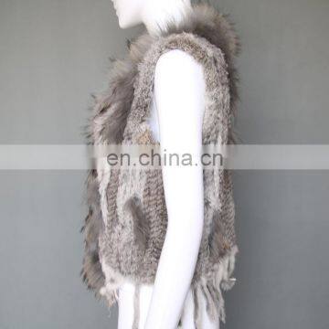 Real Rabbit Fur Knitted Weaven Pattern Fur Vest/gilet photo-4