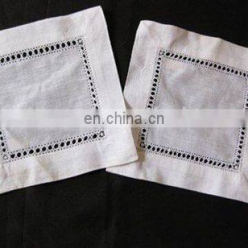 100% pure linen cocktail napkin with hemstitch