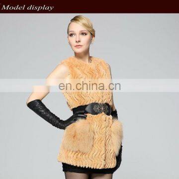 New products for 2013 pink whole skin real rabbit fur vest