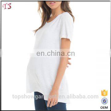 China supplier round neck white maternity t-shirt custom