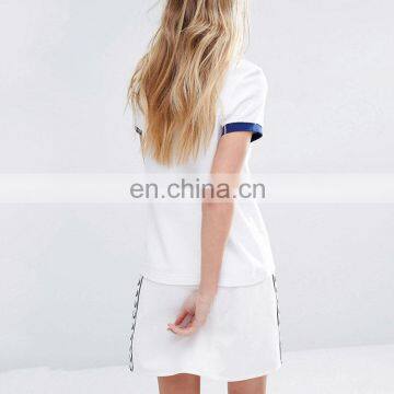 Bulk Wholesale Clothing Custom Women Top White T-shirts Curved Hem Tee Shirt photo-3