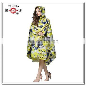 full printed batwing sleeve lady raincoat