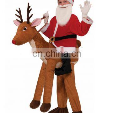 Funny Christmas party costume Santa Clause ride on moose elk plush costume