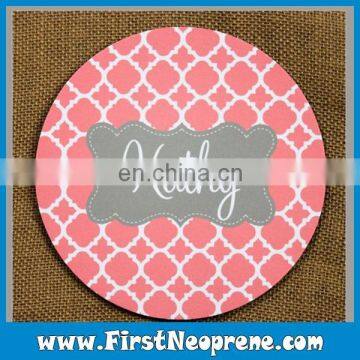 Cherry Pink Round Shape Durable Used Neoprene Coaster