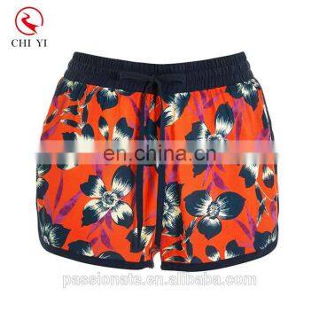 Wholesale supplier custom made oem logo printed hot 18 girls sexy board shorts 4 way stretch fabric women trunks