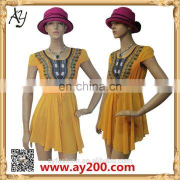 Hot sale customized wholesale women african print dashiki shirts dress.