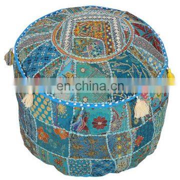 Buy Indian Bohemian Patchwork pouf cover Vintage Indian Foot Stool Bean Bag Floor Pillow pouf