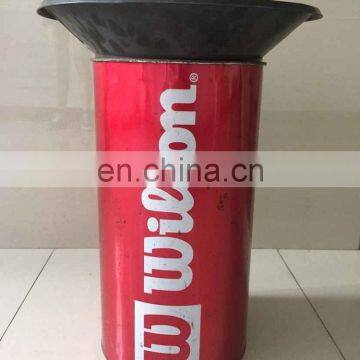 custom iron trash can with plastic cover and open top