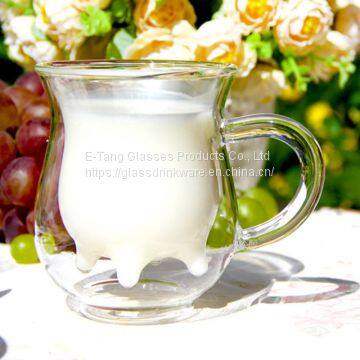 Mini Creamer Cow Udder Shaped Cute Pitcher Milk Glass Cup /mini glass milk bottles wholesale bottles/empty bulkglass milk bottle