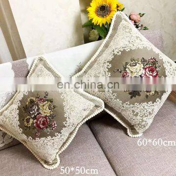 Fancy embroidery Cushion Cover, piping floral Pillow cover white elegent