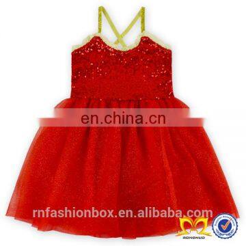 kids Red Sequin Summer Dress Baby Girl One Piece Party Pom Dress Baby Wedding Dress