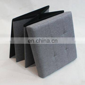 Gray Modern Fabric Linen Ottomans Storage Box Stool High Quality Homely Supply Ottoman Saving Space photo-4