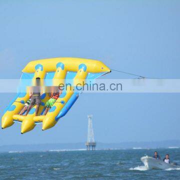 Attractive Adventure Banana Shape Inflatable Flying Fish Boat For Entertainment