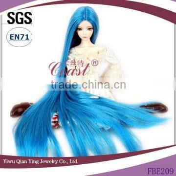 Top quality Straight Long blue synthetic BJD girl doll wigs