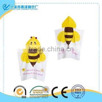 wholesale child hooded towel poncho with bee cartoon pattern