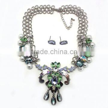 2015 Fashion African Alloy Plating Jewelry Set African Fashion Jewelry Set Gift Acrylic Flower Jewelry Set photo-3