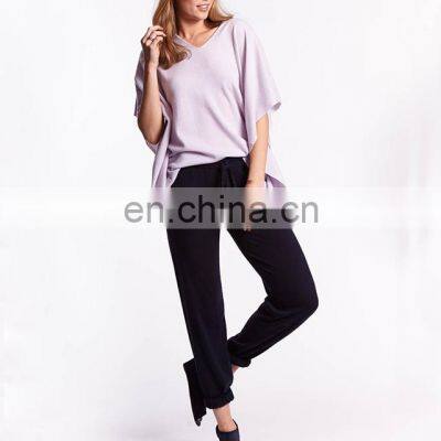 Women v Neck Half Sleeve Batwing Pullover Sweater photo-4