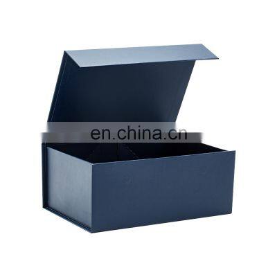 Luxury Sturdy a5 Deep Navy Blue Folding Magnetic Gift Tie Box With Ribbon photo-5