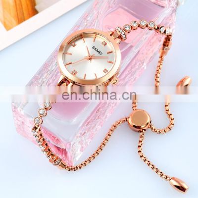 Fashion Skmei Elegant 1854 Rose Gold Lady Diamond Brilliant Bracelet Watch